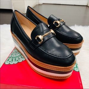 Platform faux leather loafers